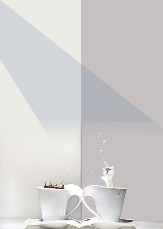 文艺时尚灰白兰饮料奶茶宣传单展板背景